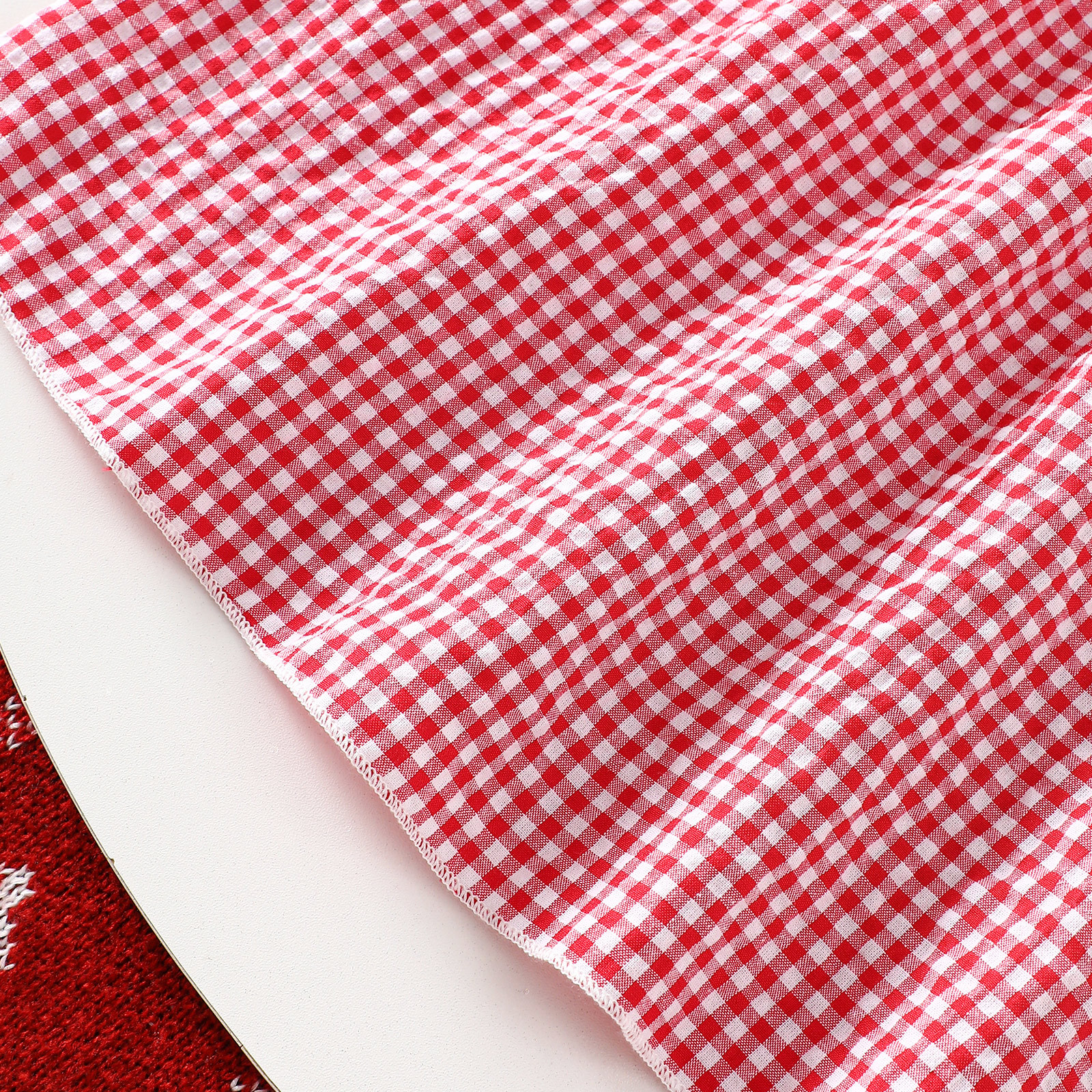 Baby Toddler Santa Claus Puff Sleeves Checkered Dress
