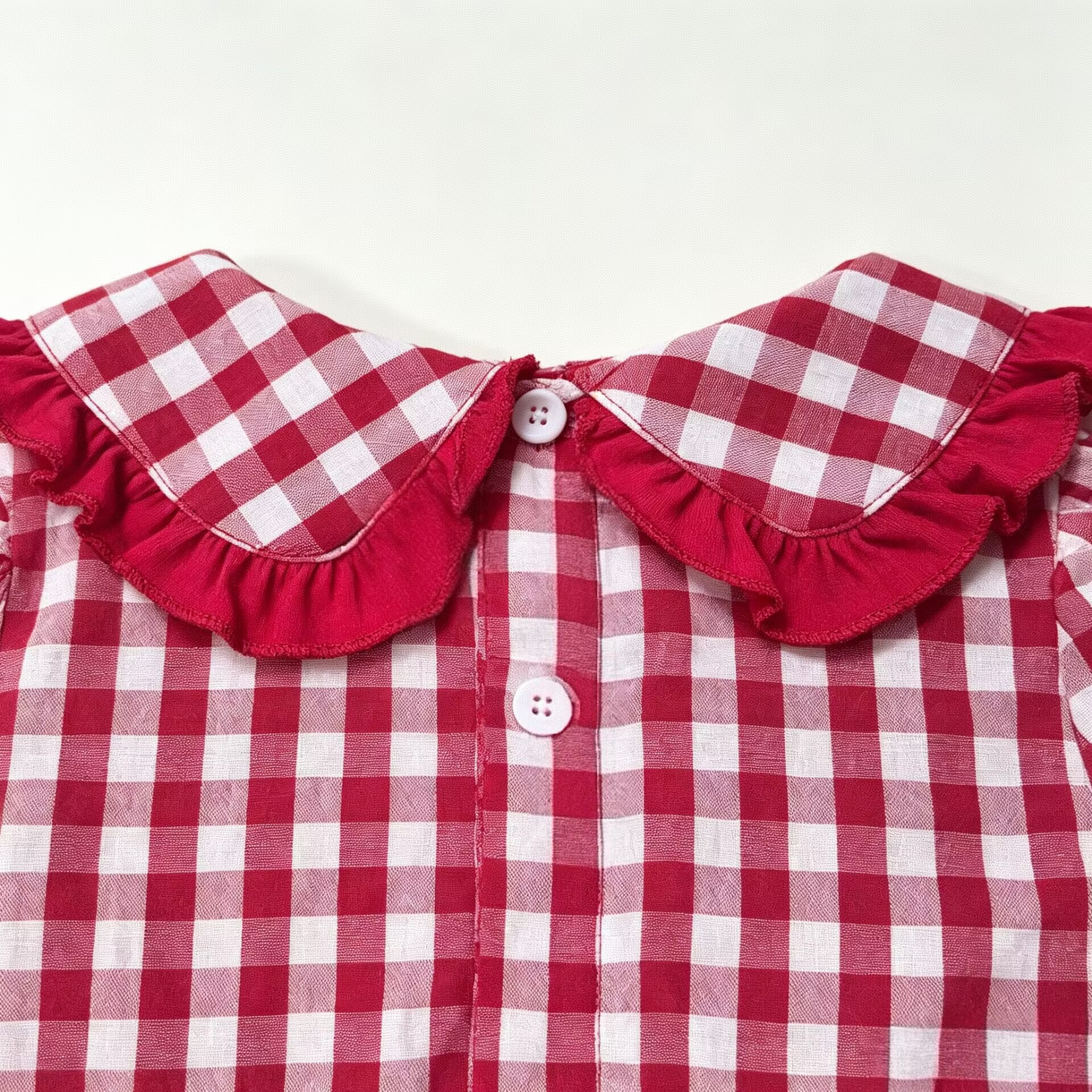 Kids Christmas Checkered Embroidery Lace Bow 2-Piece Set