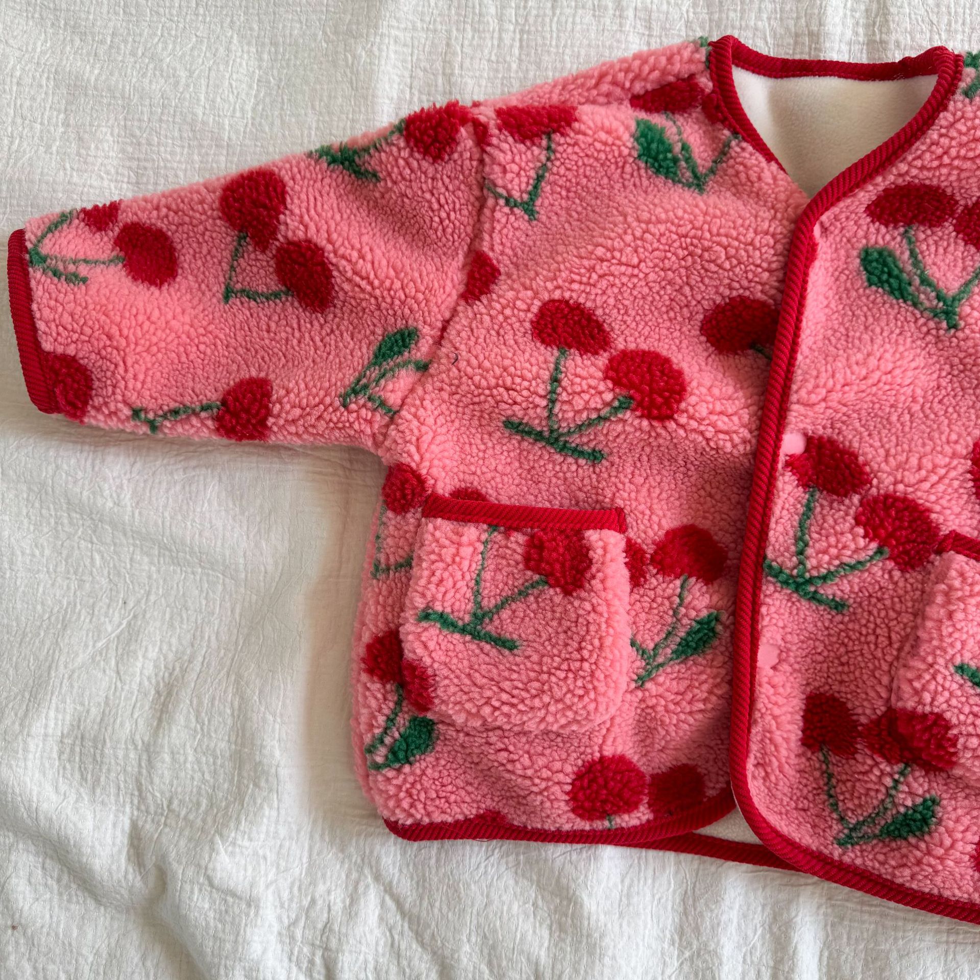 Kids Fruit Animals Print Lambswool Outerwear