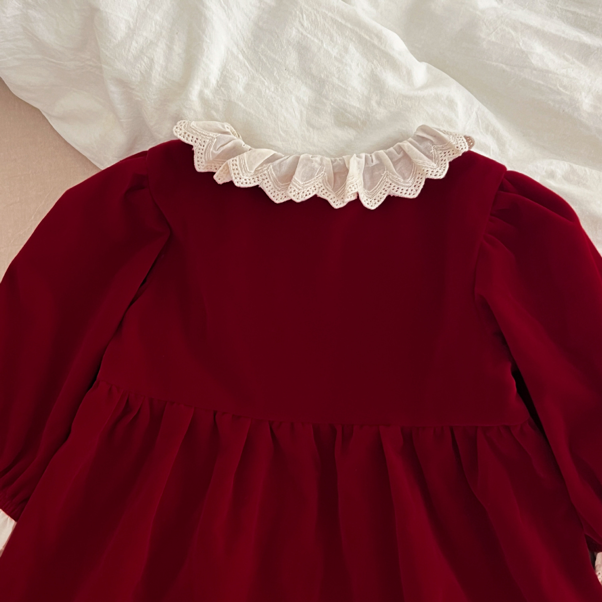 DailyBebe Kids Christmas Lace Trim Collar Dress