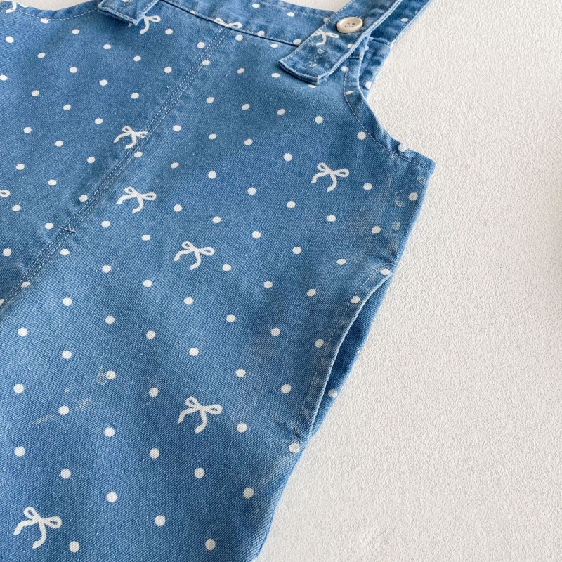 Baby Toddler Girls Printed Denim Overalls