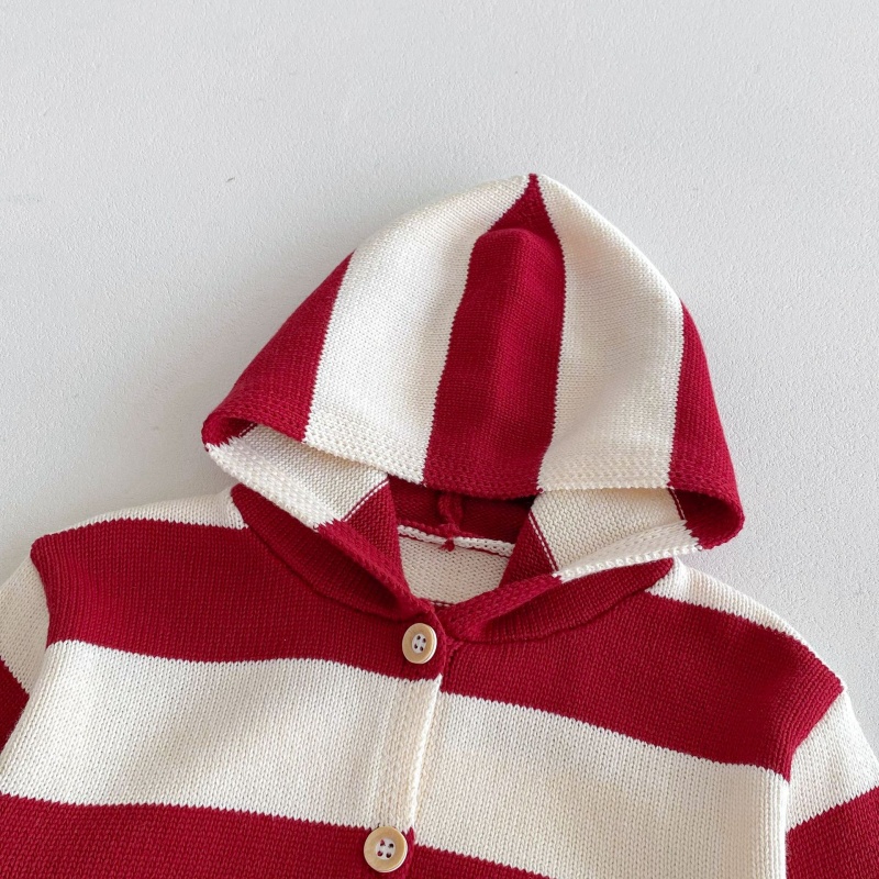 Baby & Toddler Red Striped Hooded Cardigan Sweater