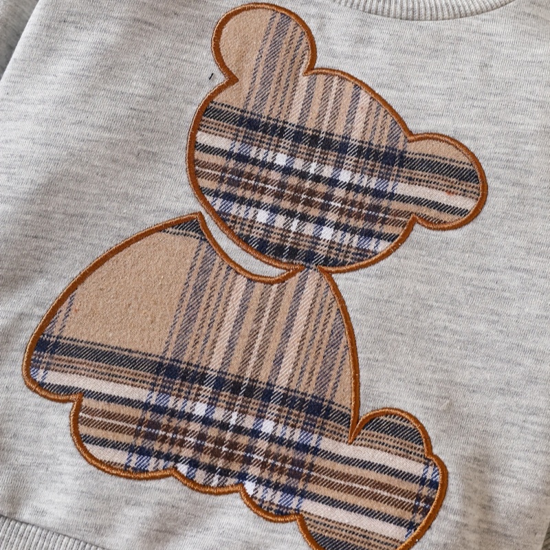 2-Piece Plaid Bear Baby Newborn Sweatshirt Set