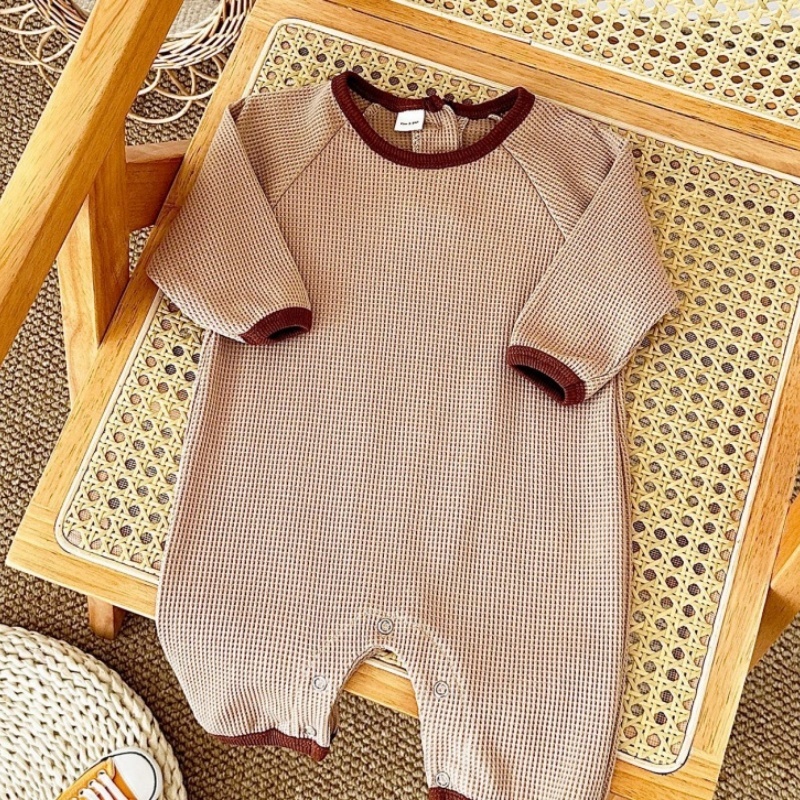 Baby Newborn Waffle Colorblock Romper