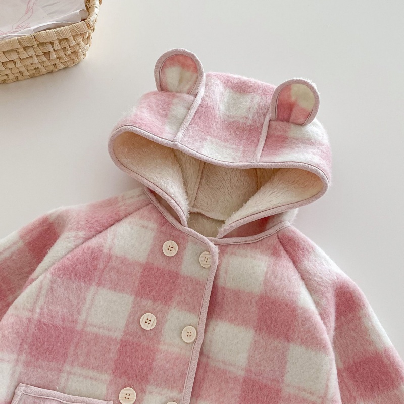 Baby Toddler Pink Girls Plaid Padded Coat