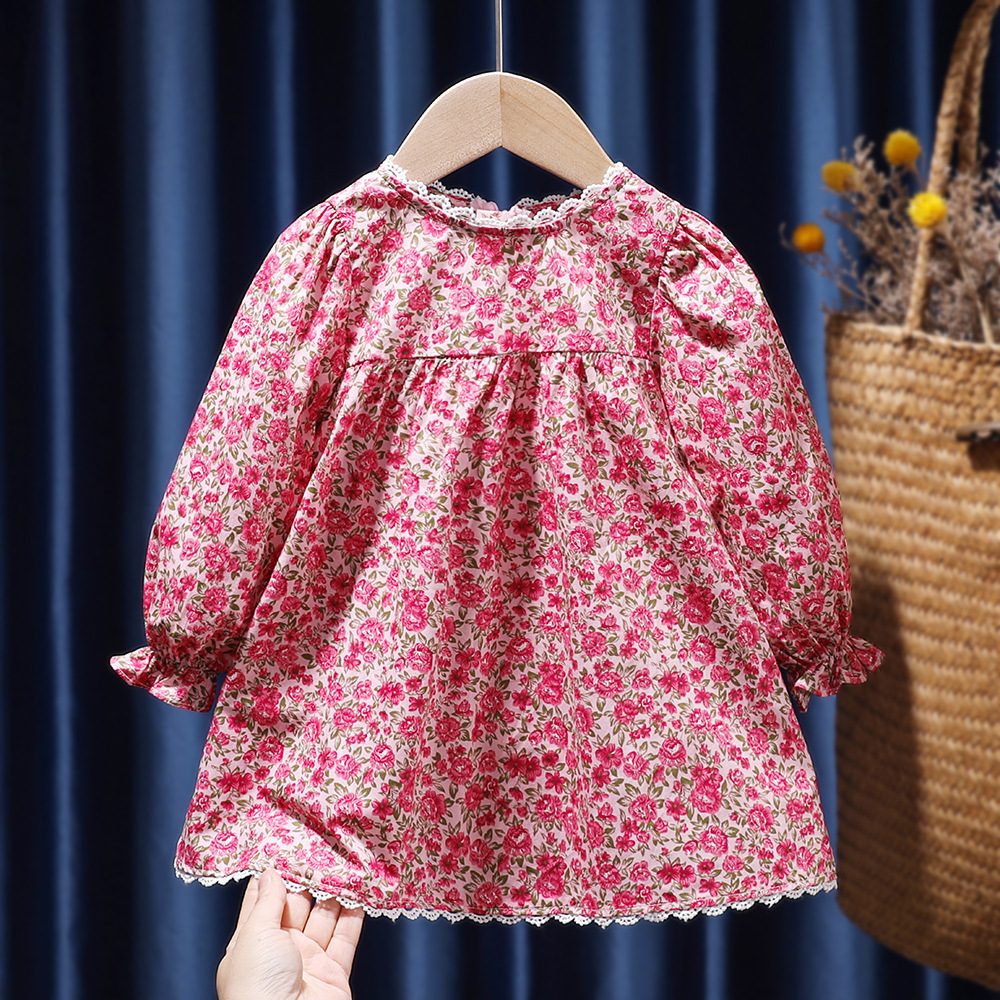 2-Piece Baby Kids' Girls' Cardigan & Floral Print Dress Set