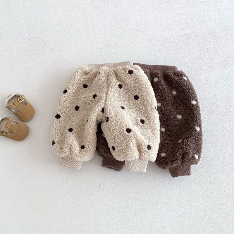 Baby Toddler Fleece-Lined Polka Dot Shearling Pants