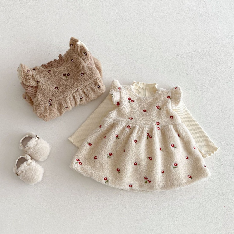 Baby Toddler Girls' Floral Fleece Vest Dress