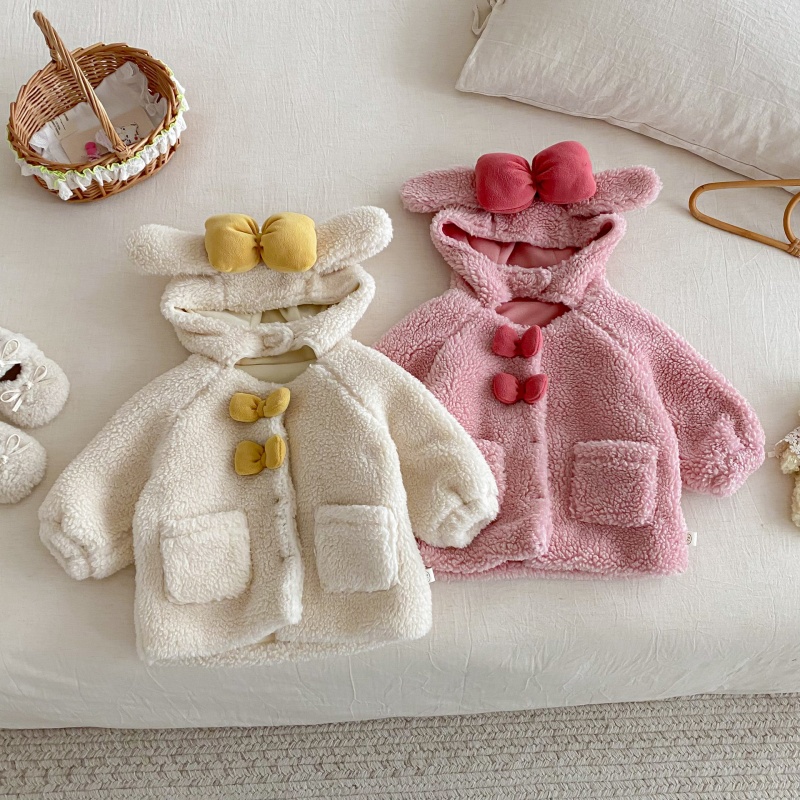 Baby & Kids' Girls' Bow-Tie Lambswool Outerwear