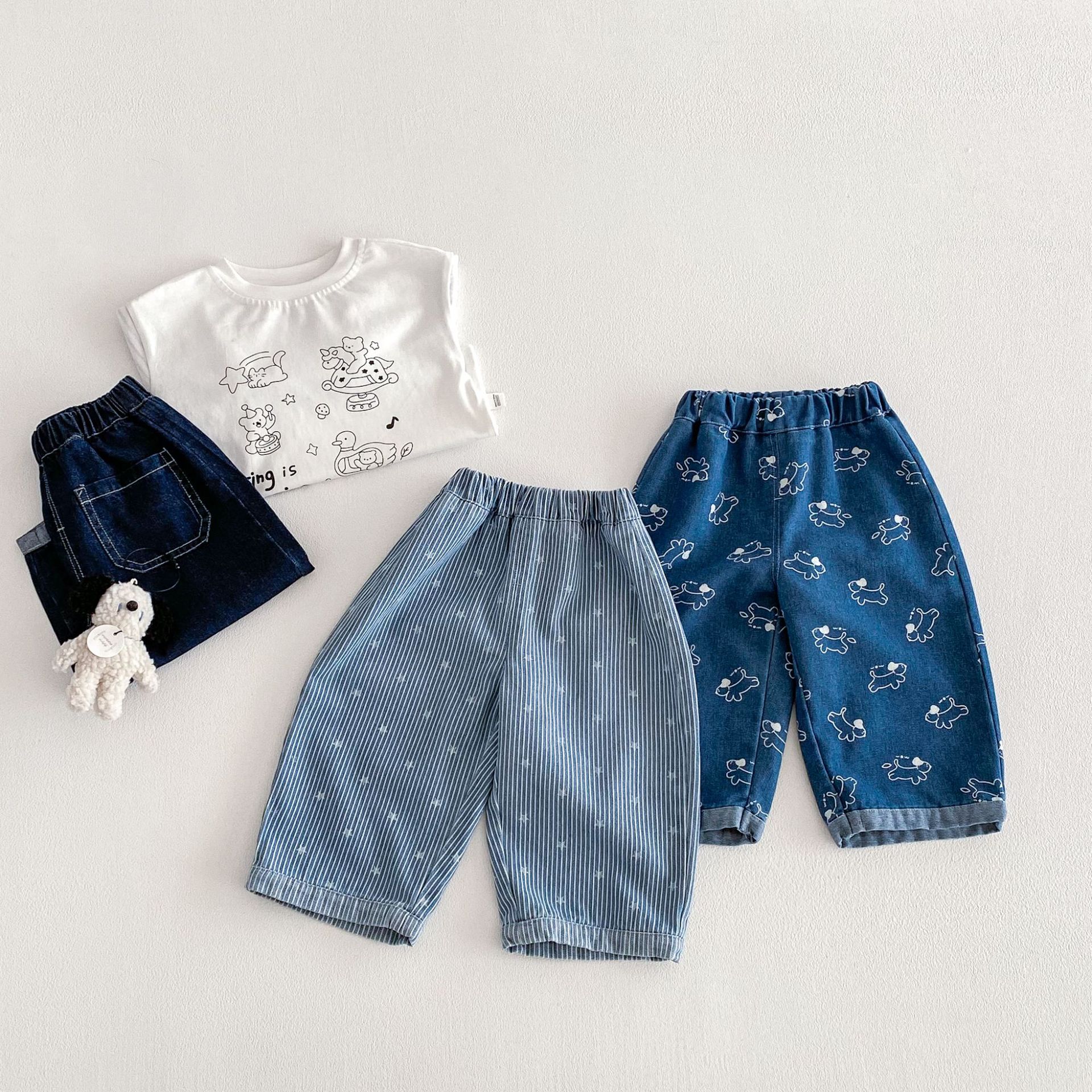 Baby Toddler Girl Puppy Denim Pants
