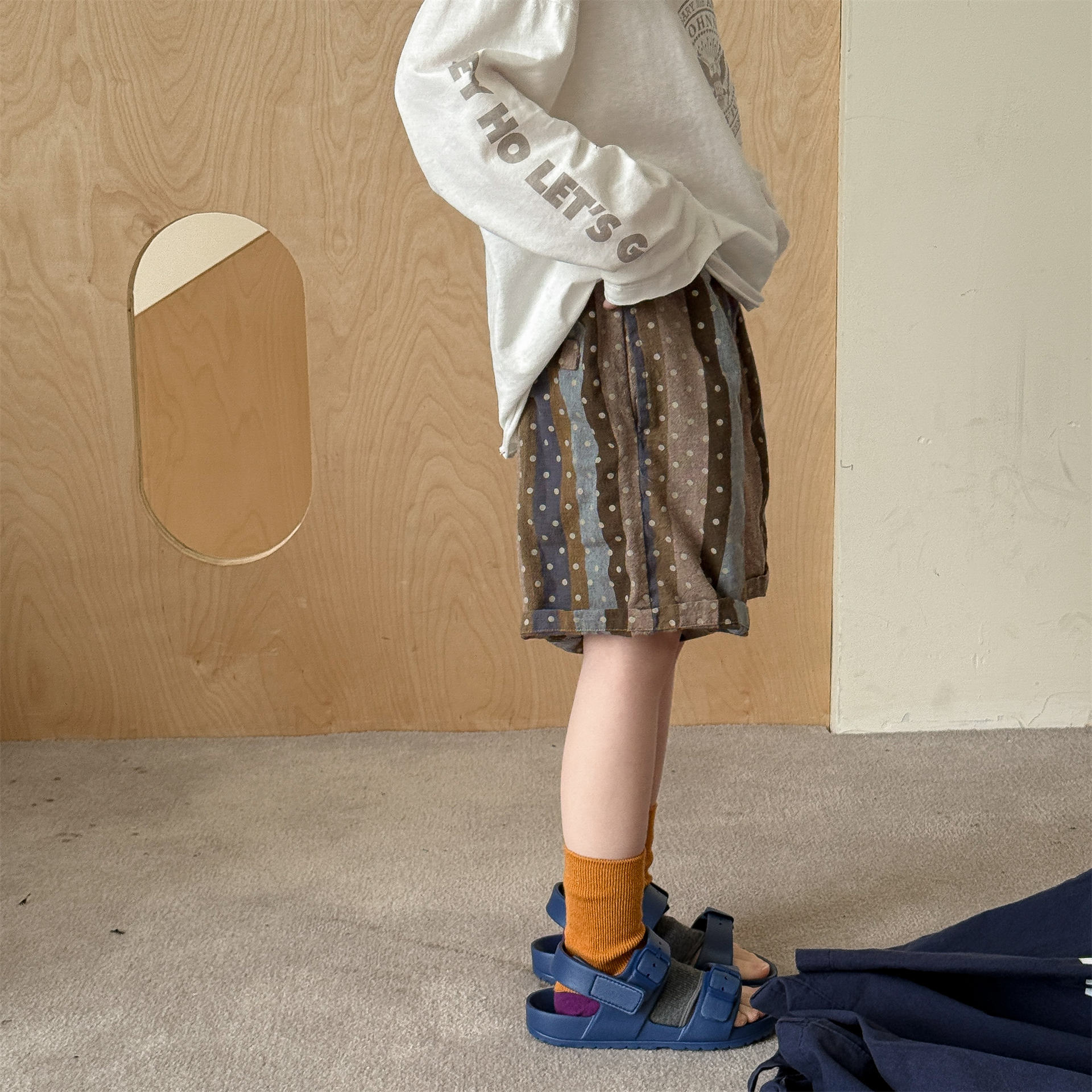 Kids Dots Stripe Cotton-Linen Shorts (12M-9Y）