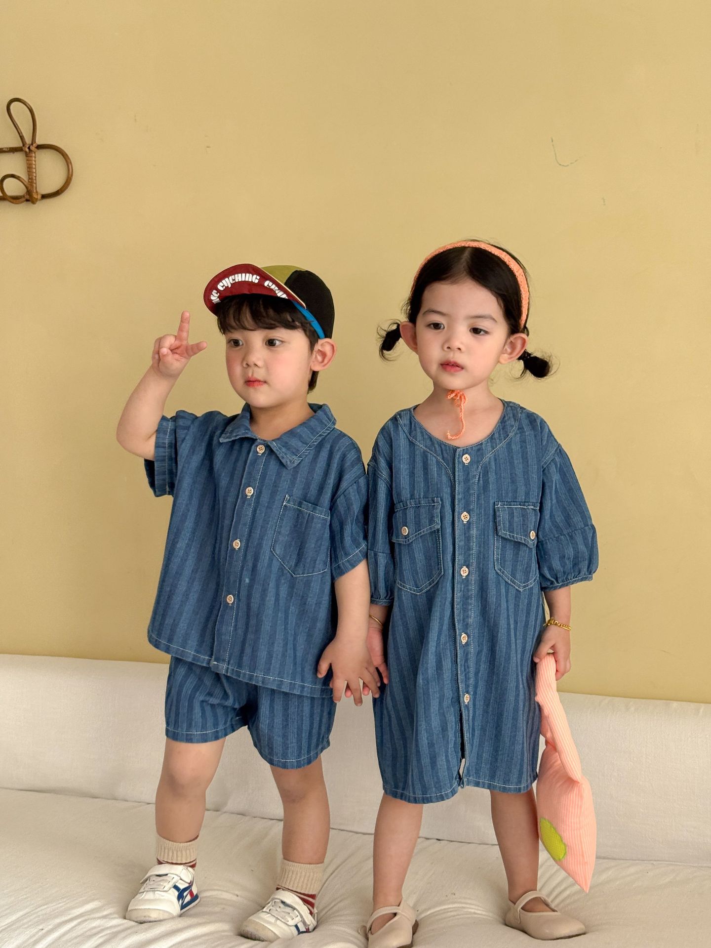 2-Piece Toddler Denim Striped Set & Dress