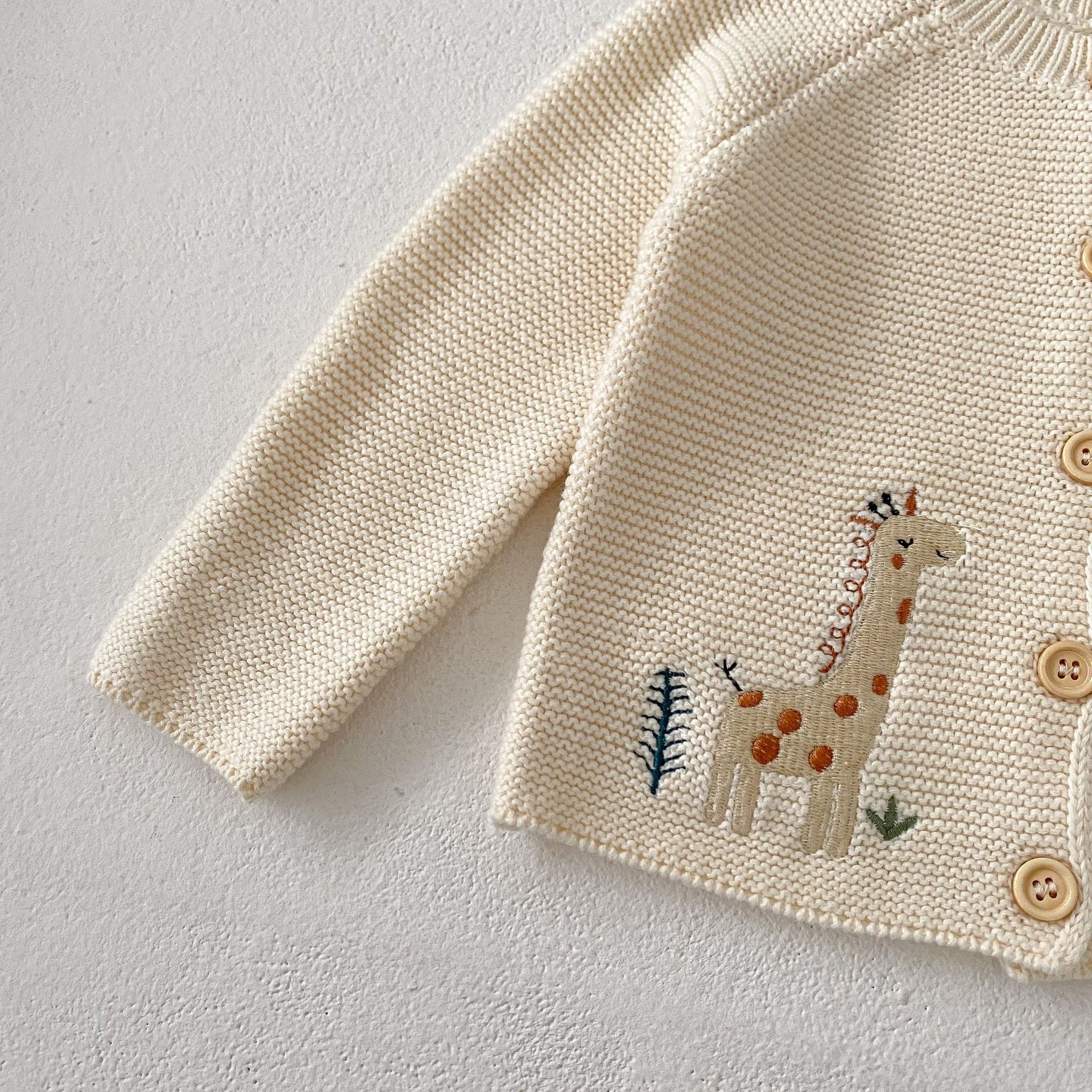 Baby Embroidered Animal Knit Cardigan Sweater