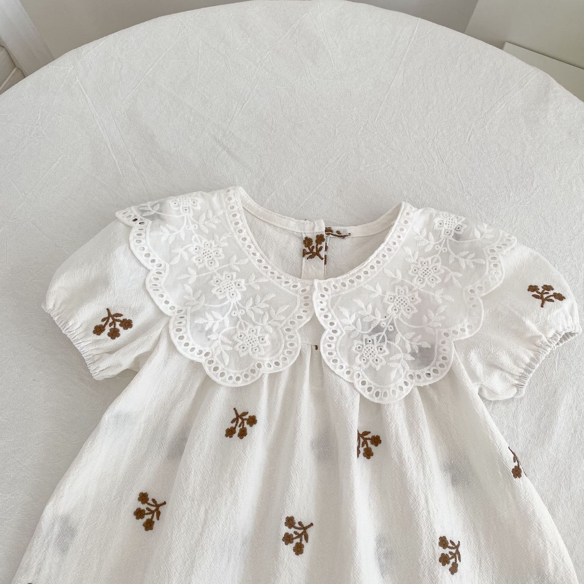 Kids Lace Collar Embroidered Floral Dress