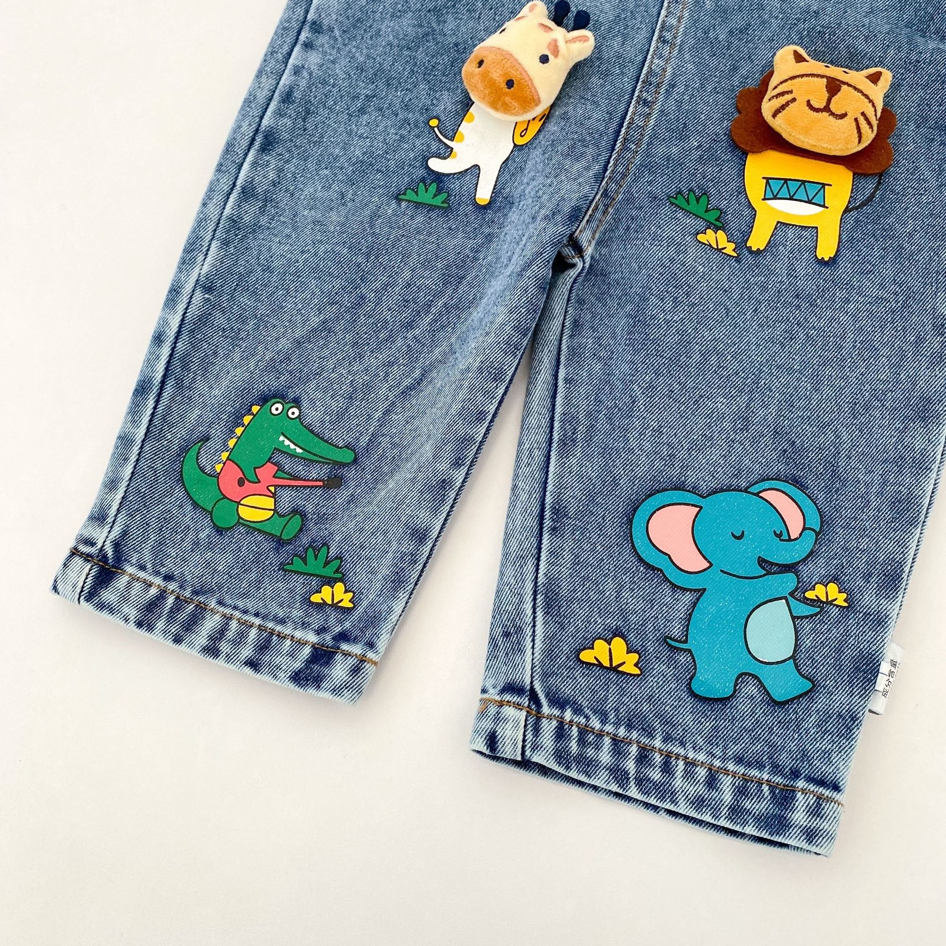 Baby Toddler Cartoon Animals Denim Overalls