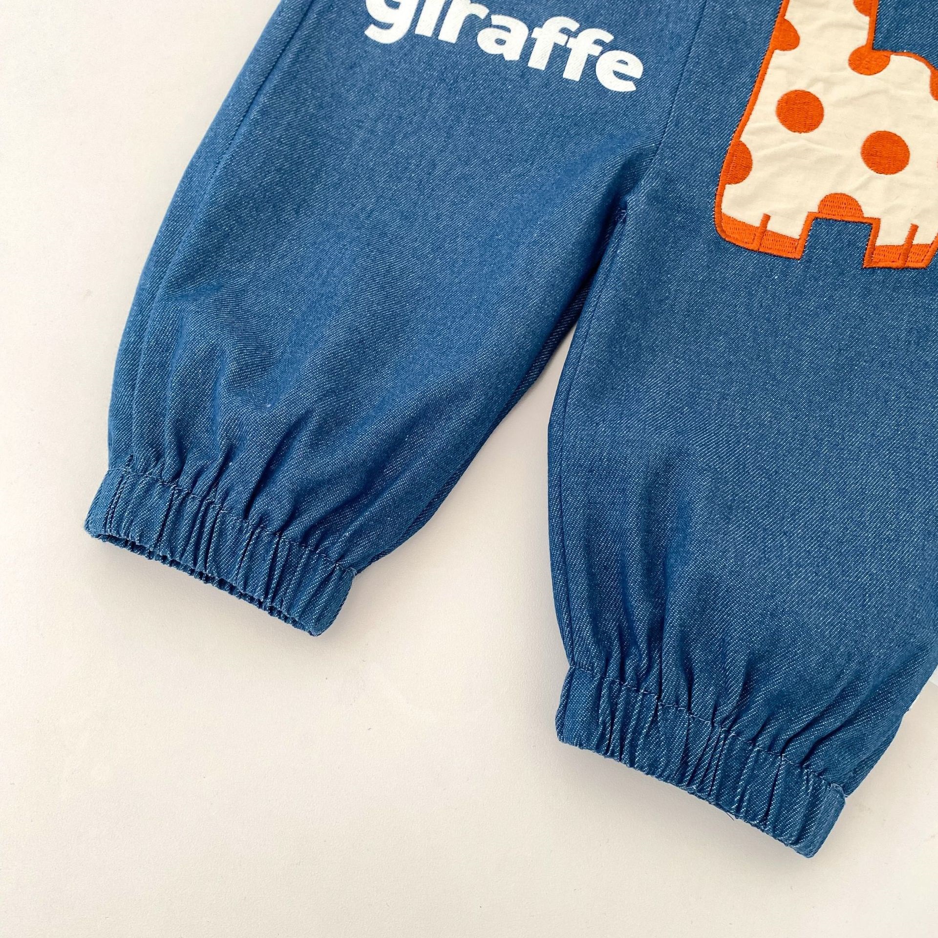 Baby Toddler Giraffe Embroidery Denim Overalls