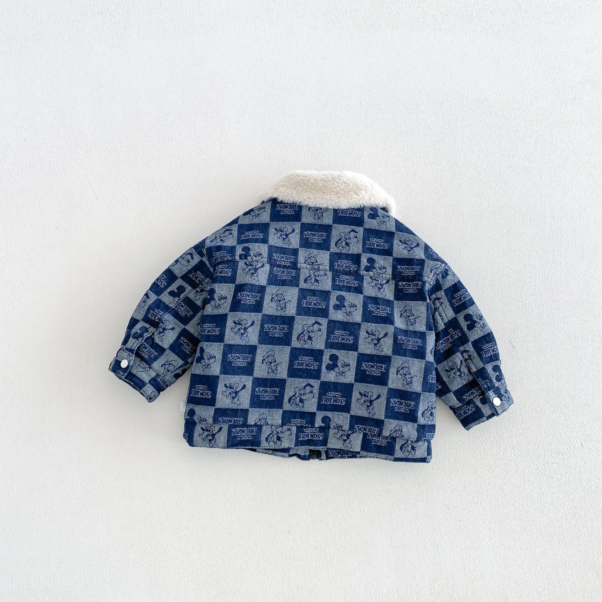 Kids Checkered Cartoon Animals Thickened Outerwear