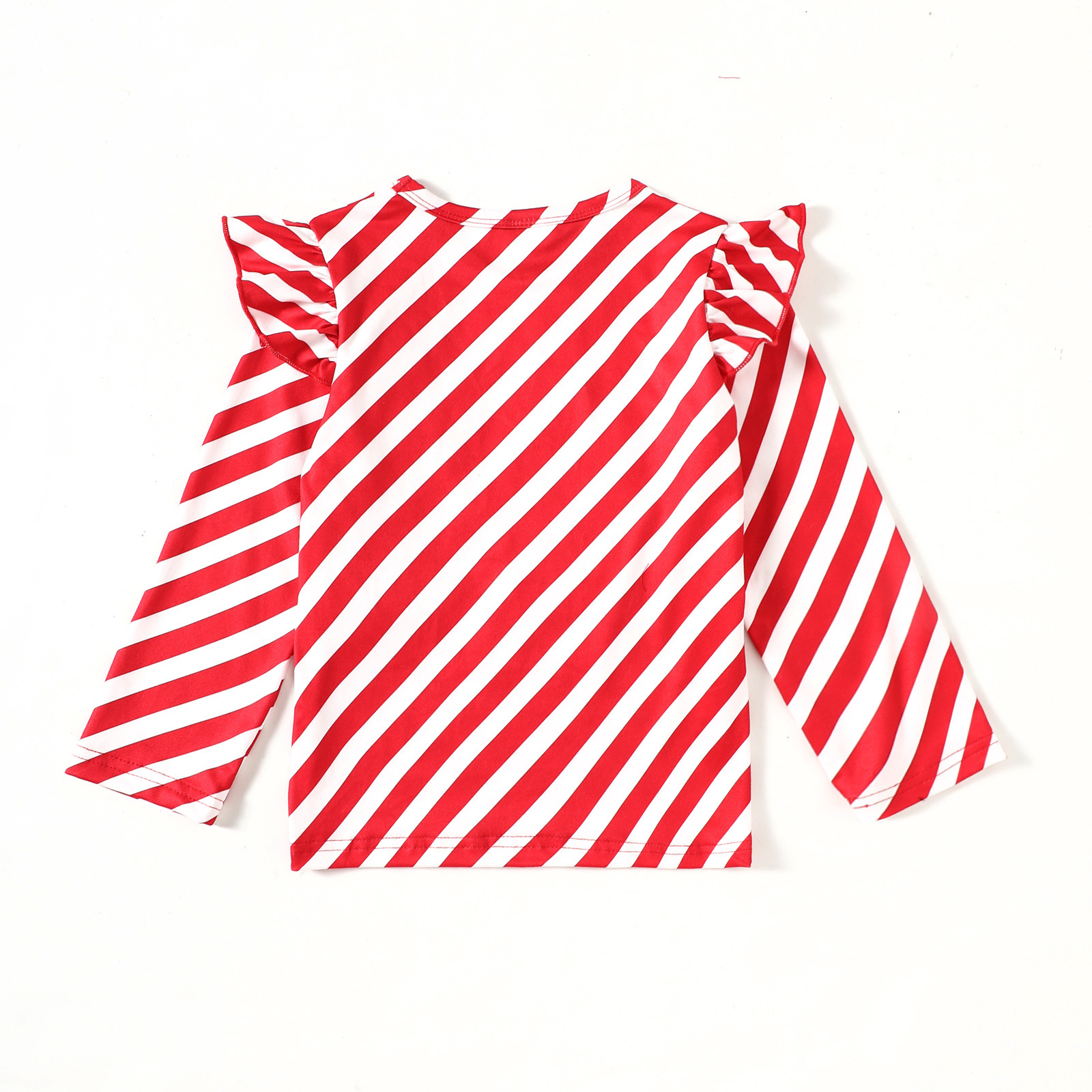 Kids Stripe Top and Santa Claus Embroidery Pinafore Dress Set