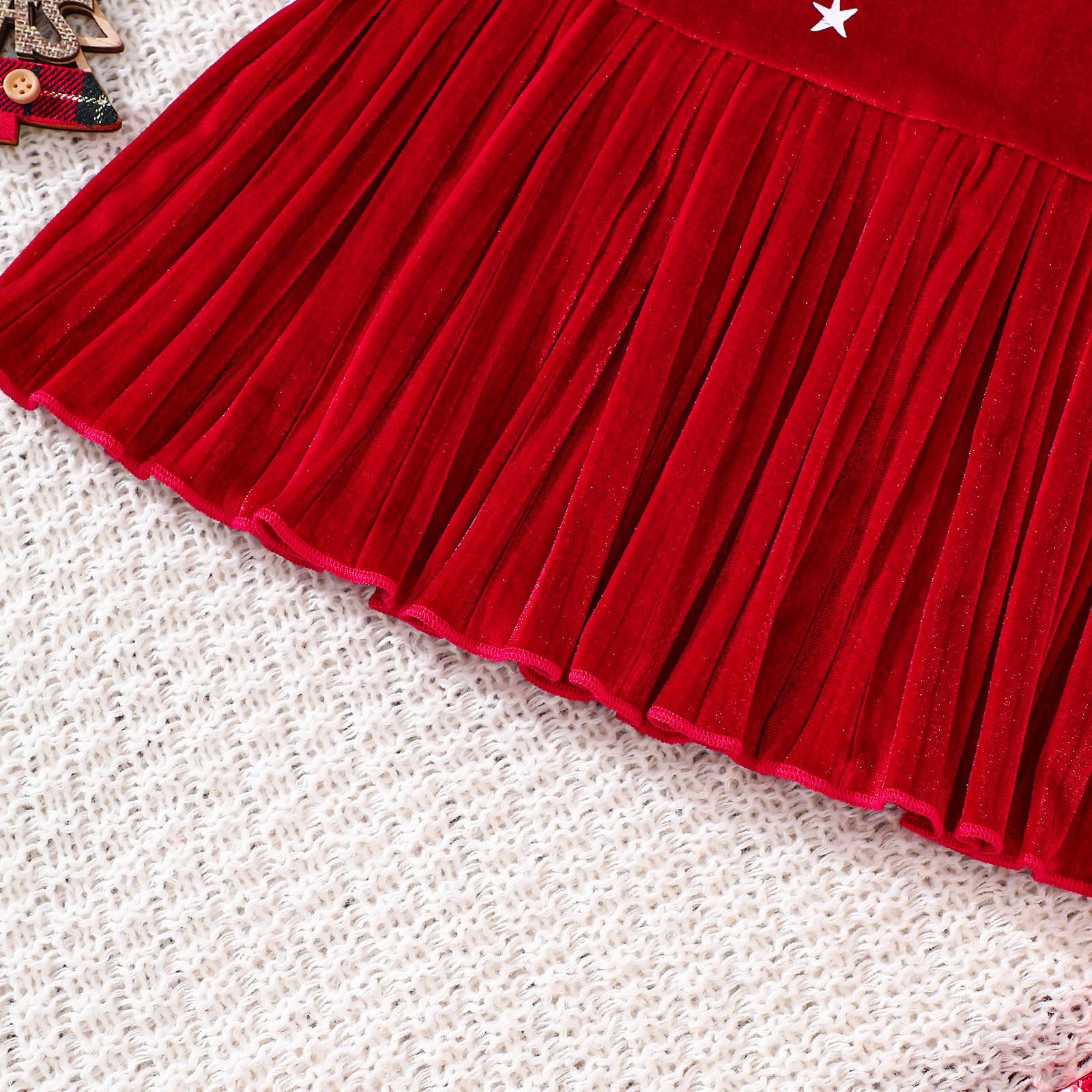 Kids Christmas Sleeveless Golden Velvet Dress