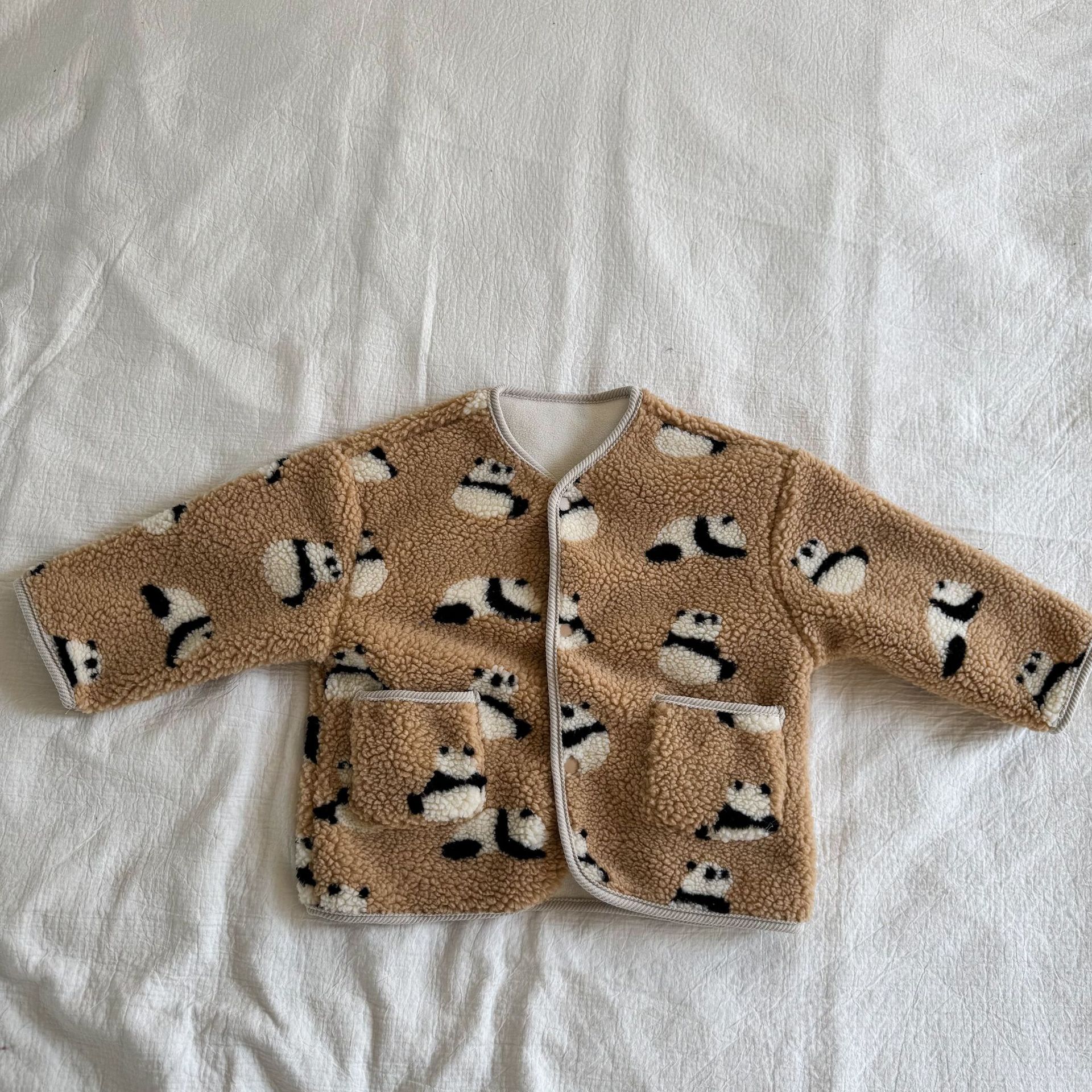 Kids Fruit Animals Print Lambswool Outerwear