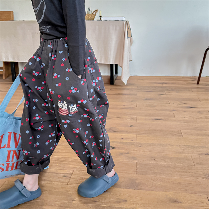 DailyBebe Kids Floral Washed Cotton Harem Pants