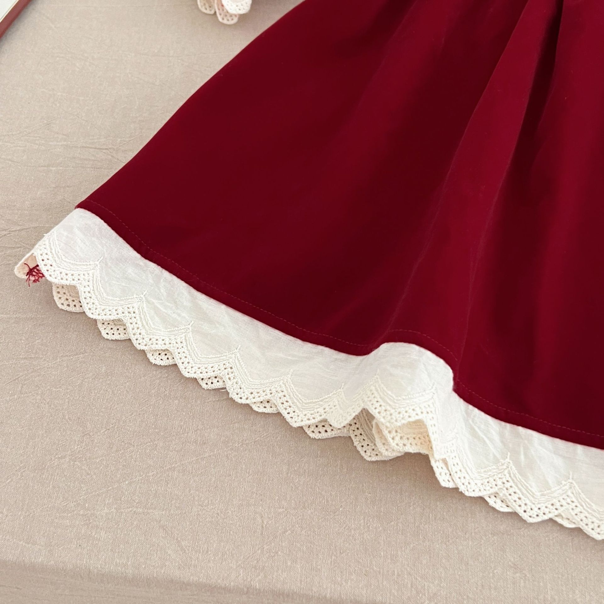 DailyBebe Kids Christmas Lace Trim Collar Dress
