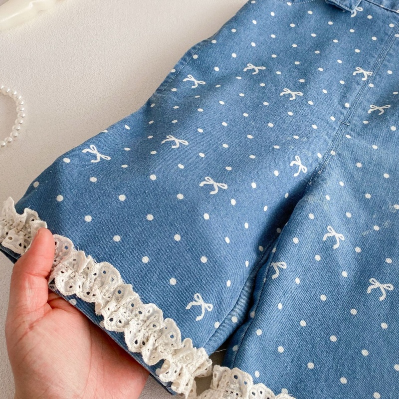 Baby Toddler Girls Printed Denim Overalls