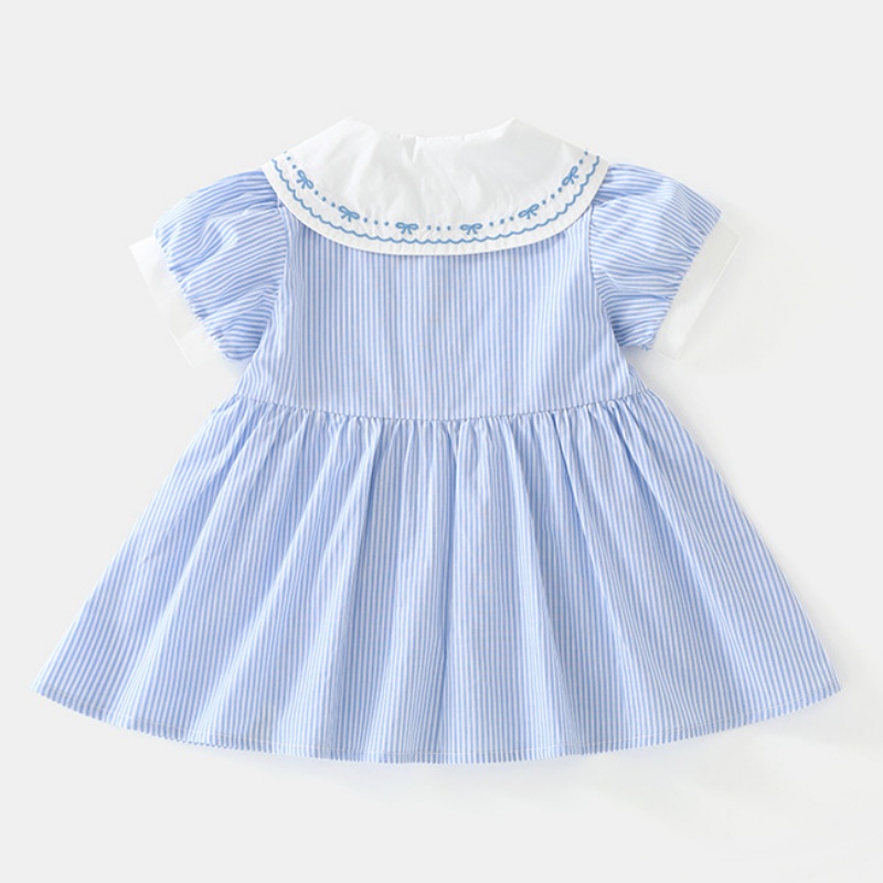 Baby Girl Blue Striped Doll Collar Dress