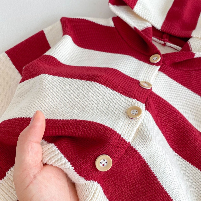 Baby & Toddler Red Striped Hooded Cardigan Sweater