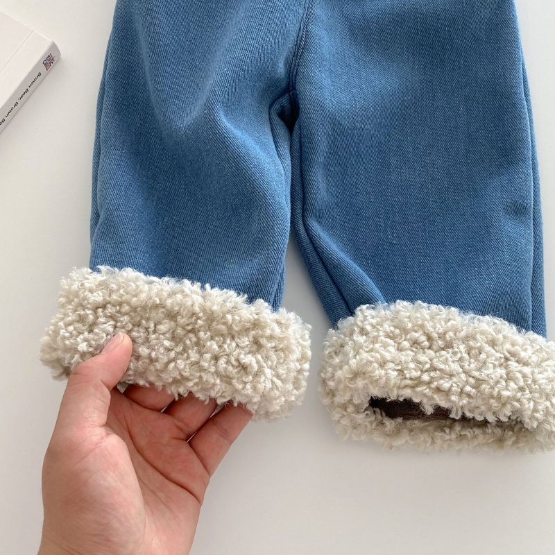 Baby Toddler Girls Fleece-Lined Denim Pants