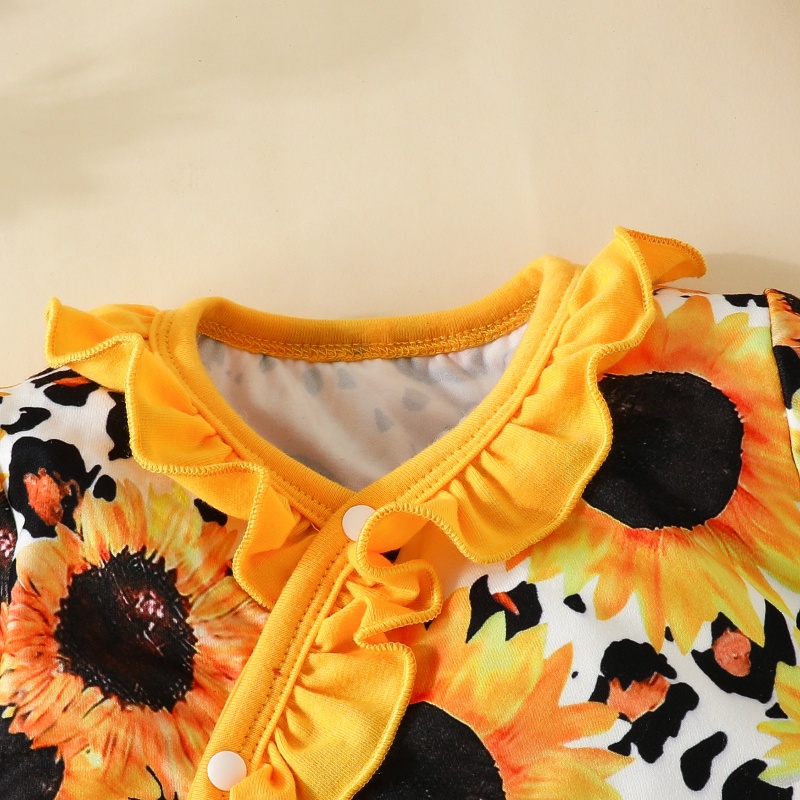 3- Piece Baby Newborn Flower Print Romper Set