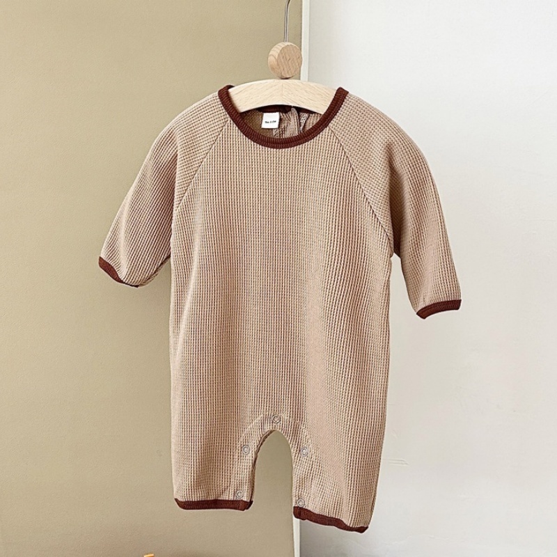Baby Newborn Waffle Colorblock Romper