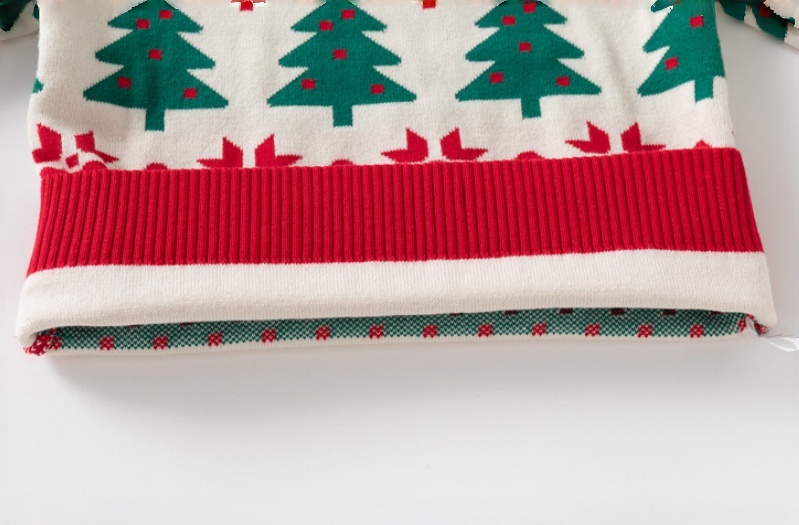Kids' Christmas Print Color-Block Sweater