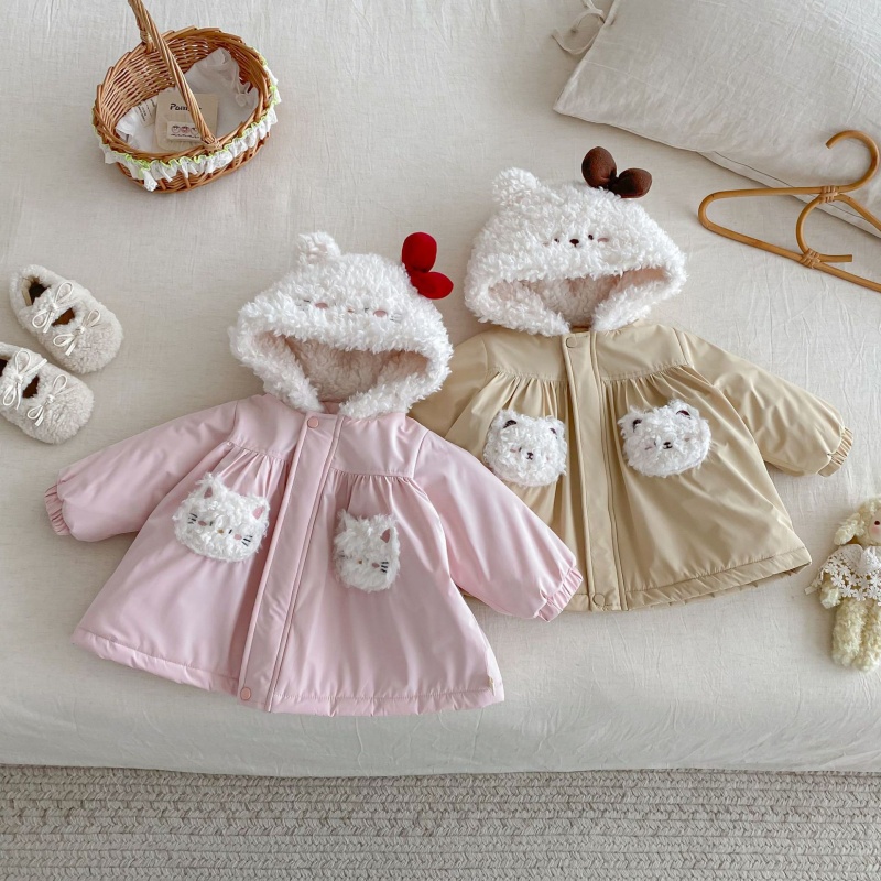 Baby Kids' Girl Fuzzy Cat Outerwear