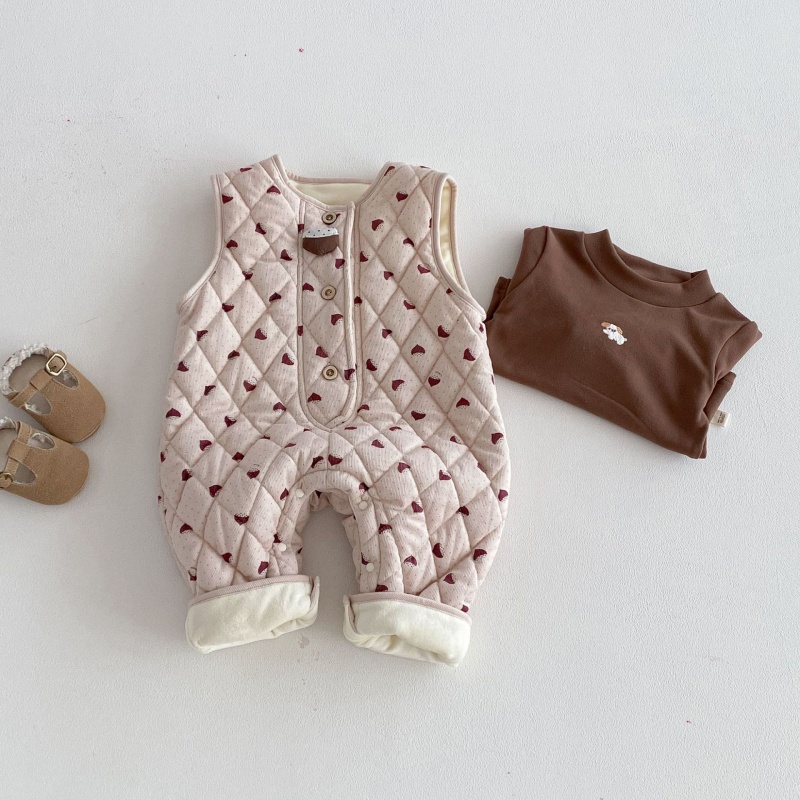 Baby Heart Print Tank Top Thickened Romper