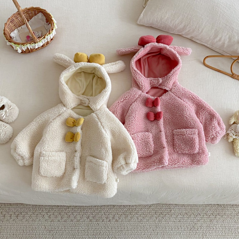 Baby & Kids' Girls' Bow-Tie Lambswool Outerwear