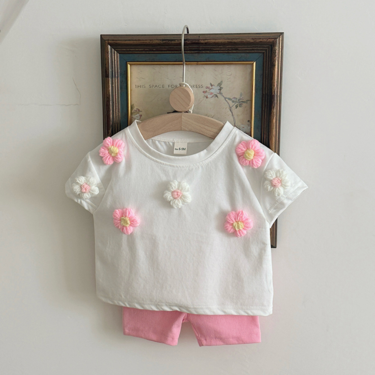 Baby Girl Summer Cotton Flower Top and Shorts Set