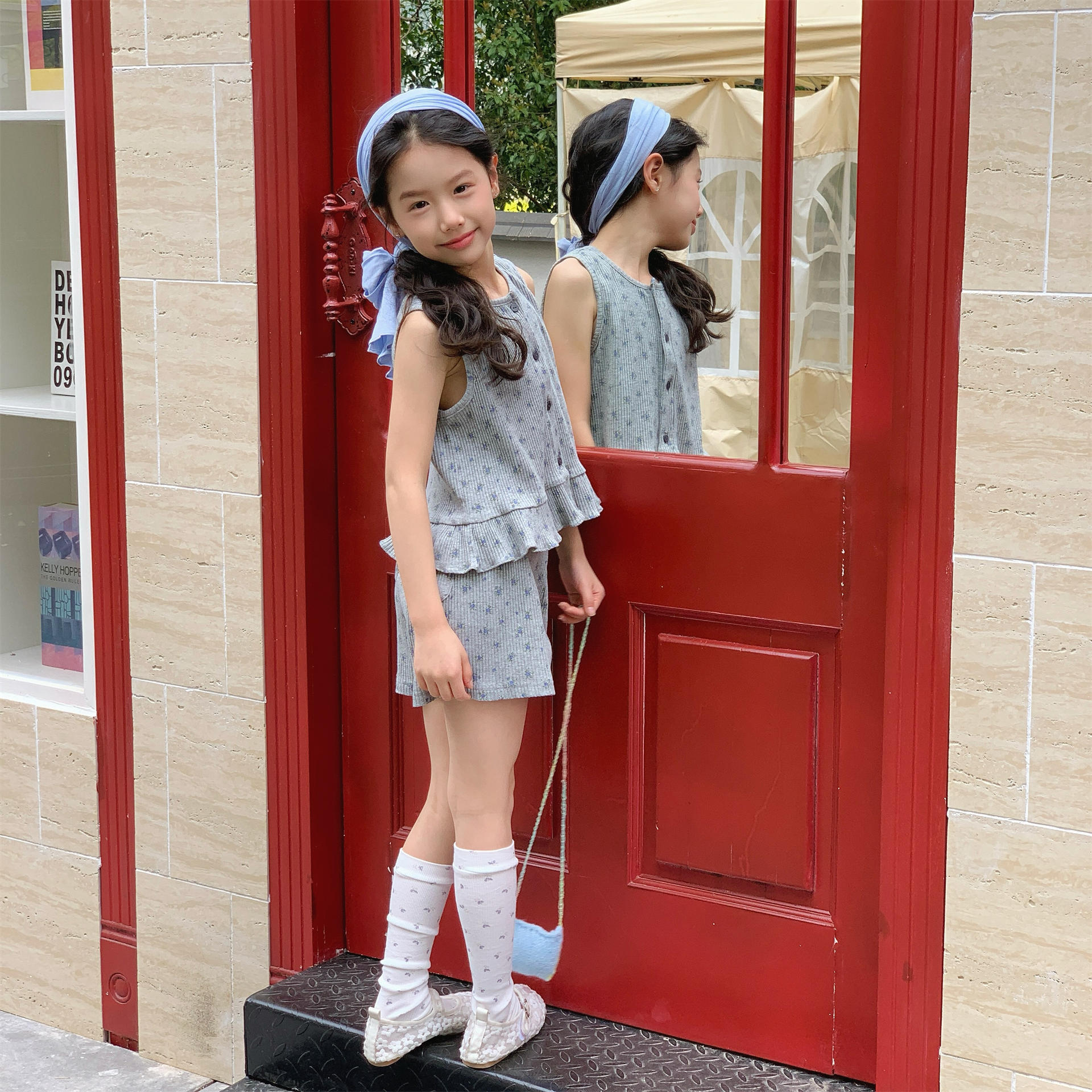 Kids Girl Cotton Ribbed Tank Top and Shorts Set