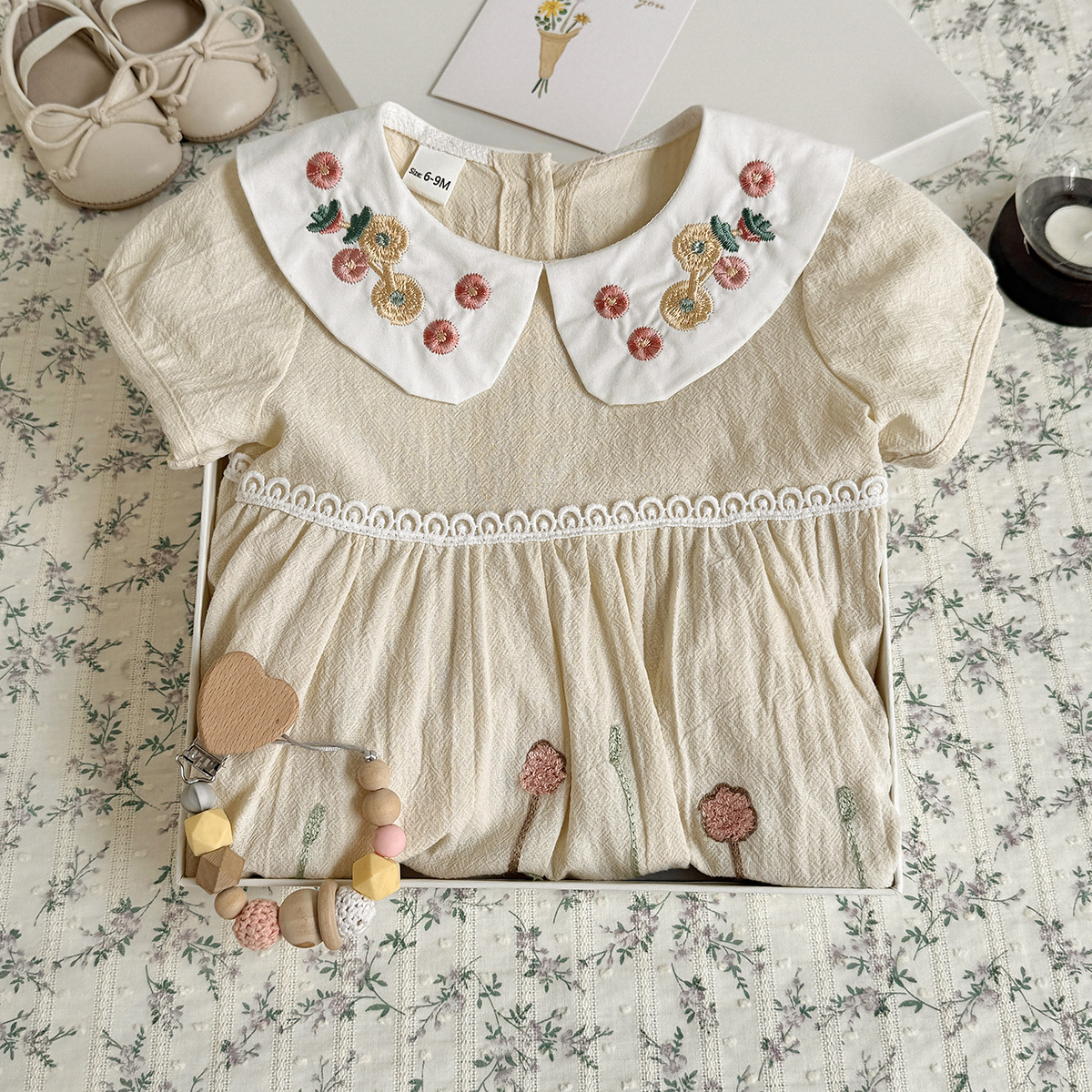 Baby Girl Embroidered Peter Pan Collar Dress