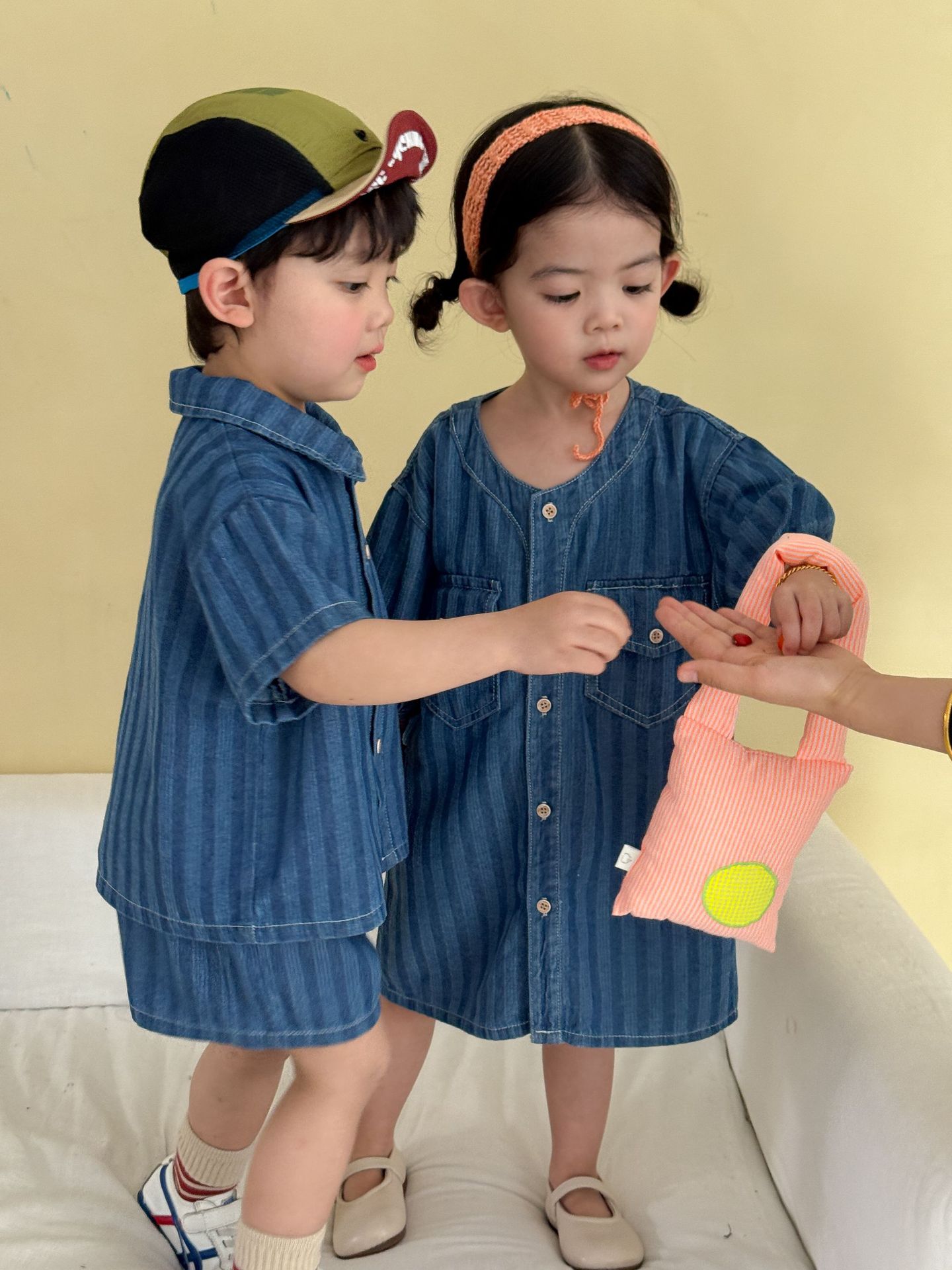 2-Piece Toddler Denim Striped Set & Dress