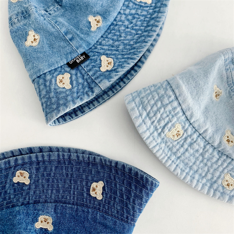 Baby Toddler Little Bear Embroidery Cowboy Bucket Hat