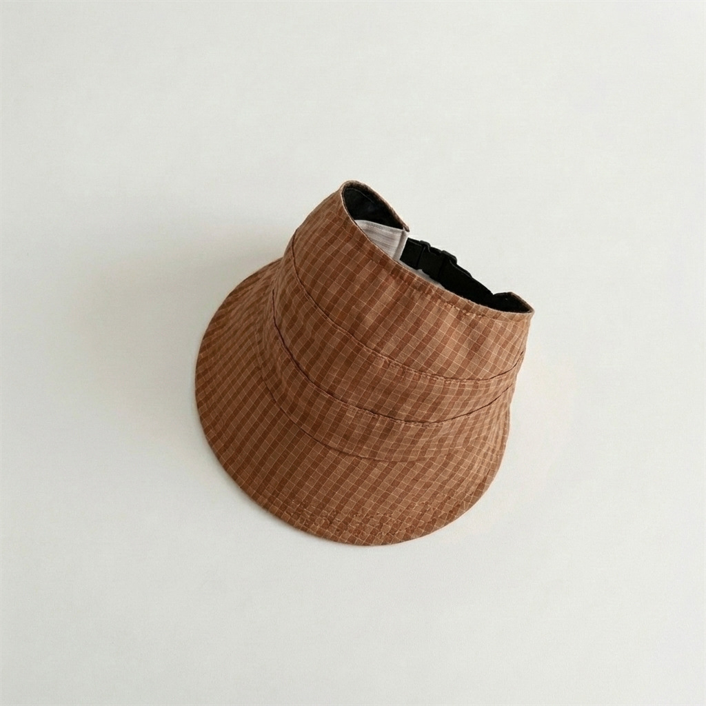 Baby Toddler Solid Color Plaid Big Eaves Open Top Hat