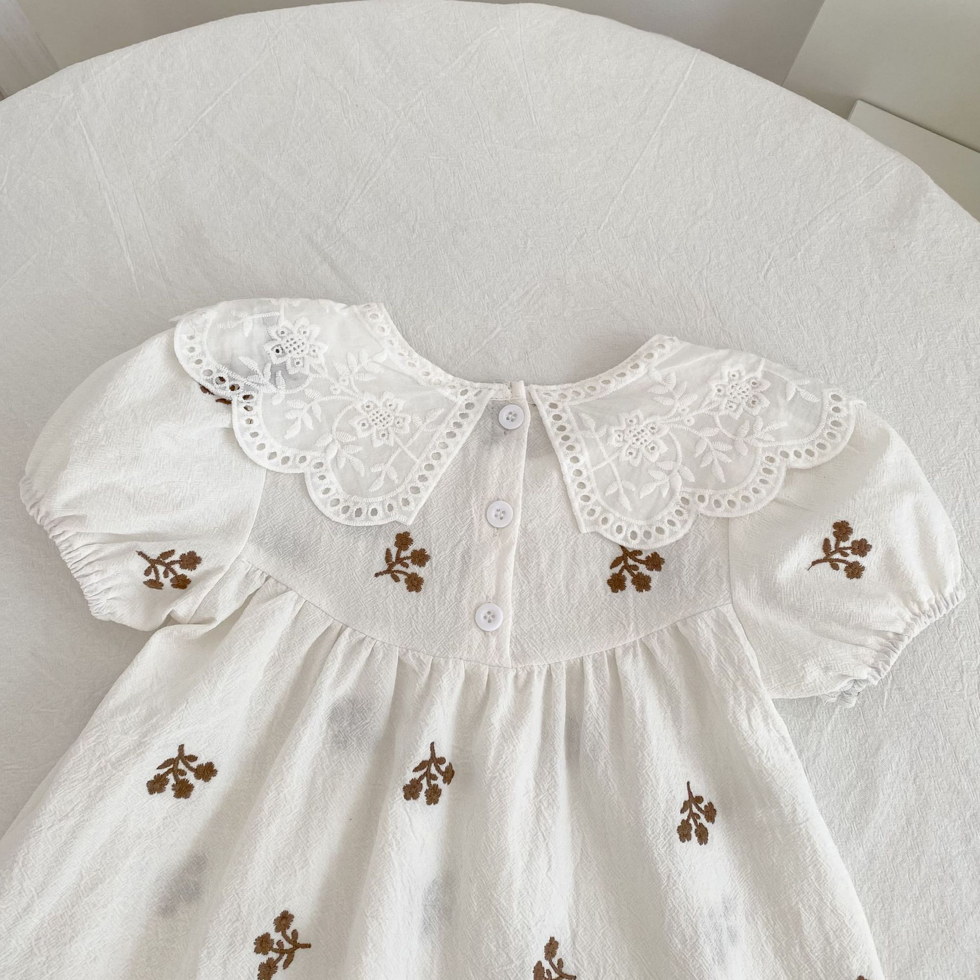 Kids Lace Collar Embroidered Floral Dress