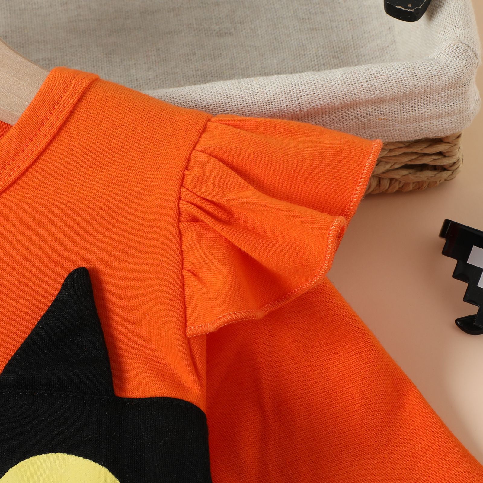 Kids Halloween Cat Long Sleeve Mesh Dress