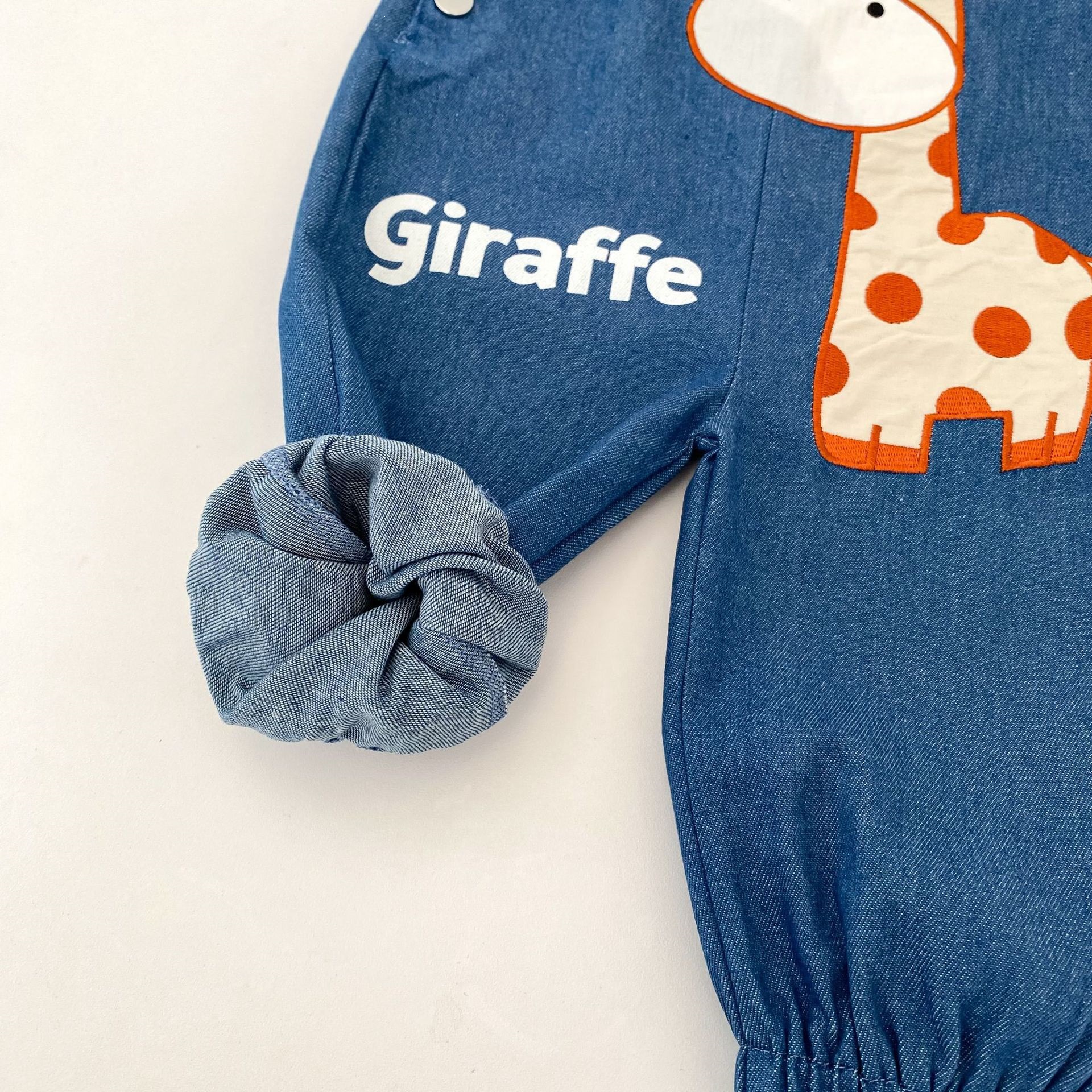 Baby Toddler Giraffe Embroidery Denim Overalls