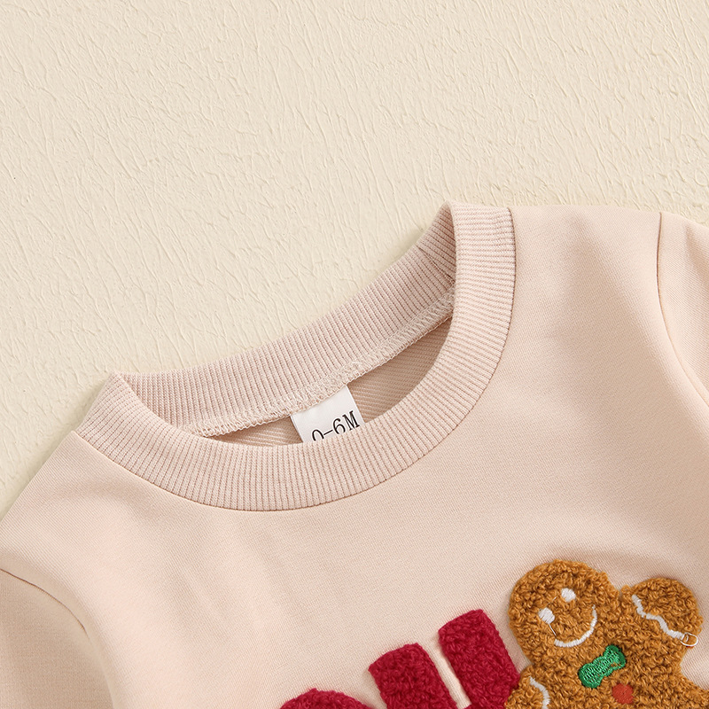 Baby Letter Gingerbread Man Embroidery Sweatshirt