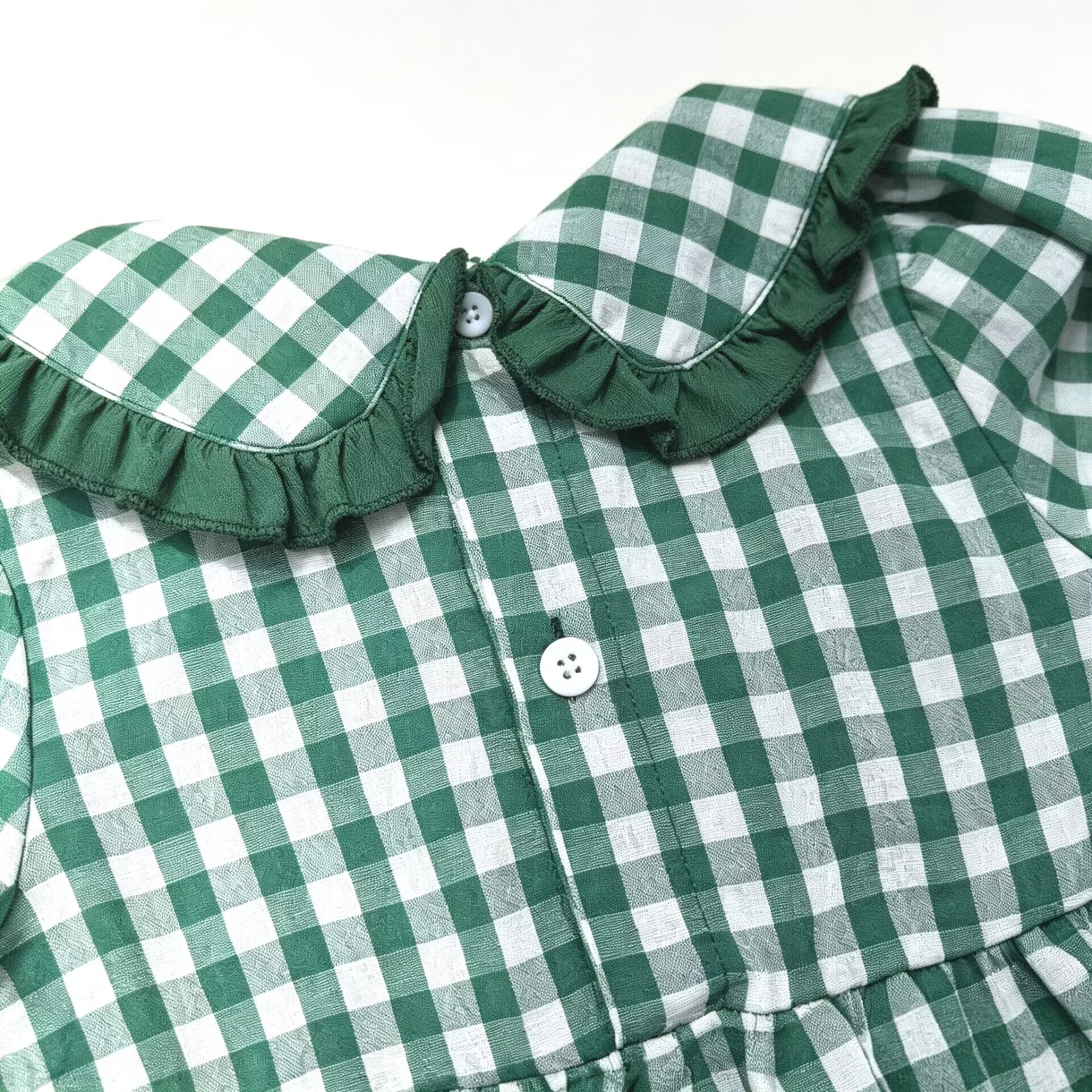 Kids Christmas Checkered Embroidery Lace Bow 2-Piece Set