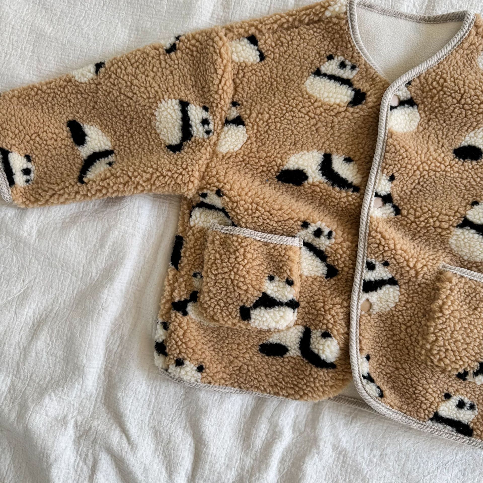 Kids Fruit Animals Print Lambswool Outerwear