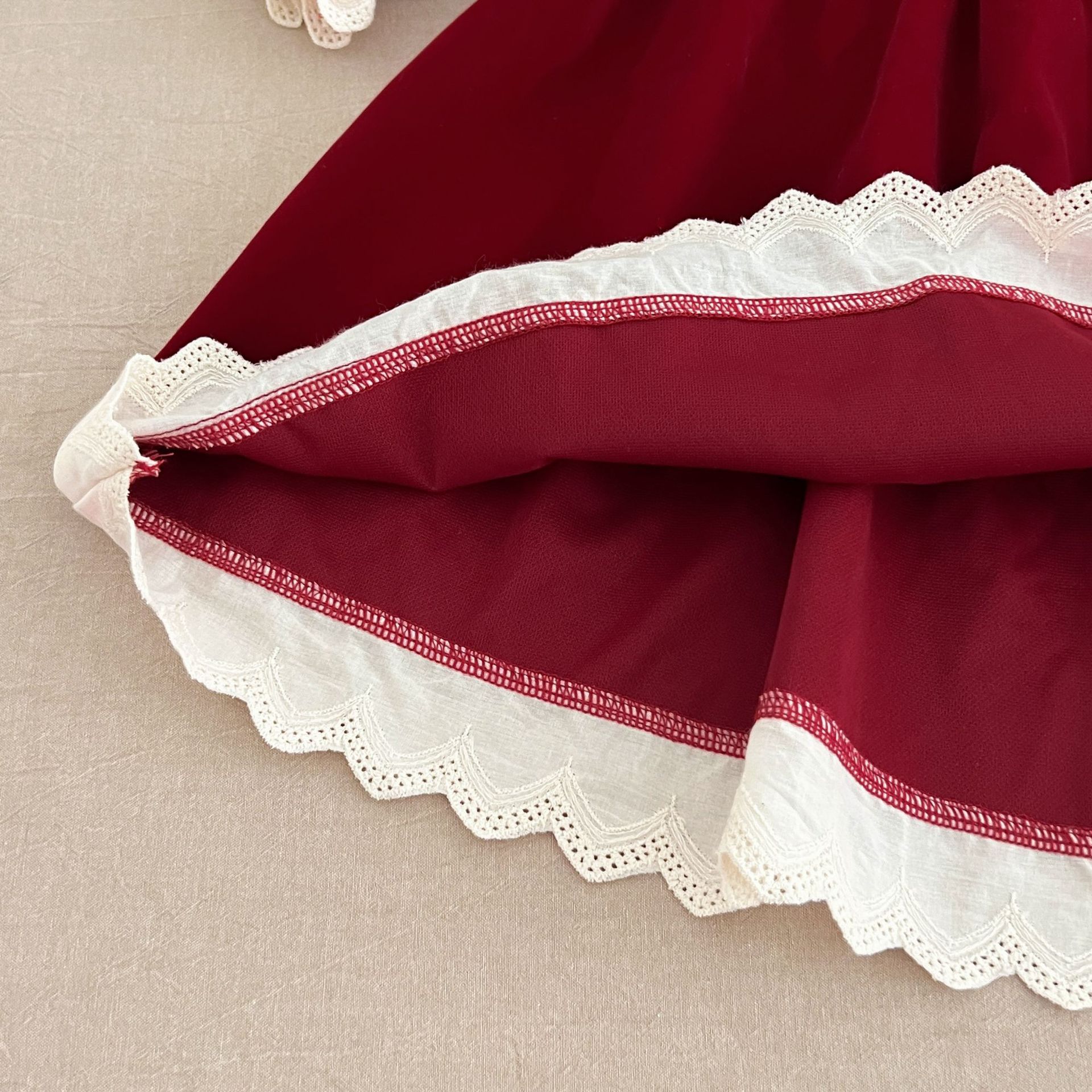 DailyBebe Kids Christmas Lace Trim Collar Dress