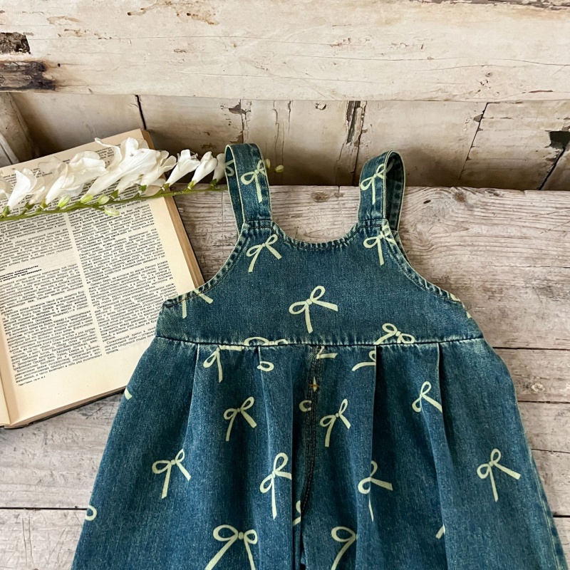 Baby Girl Printed Denim Overalls